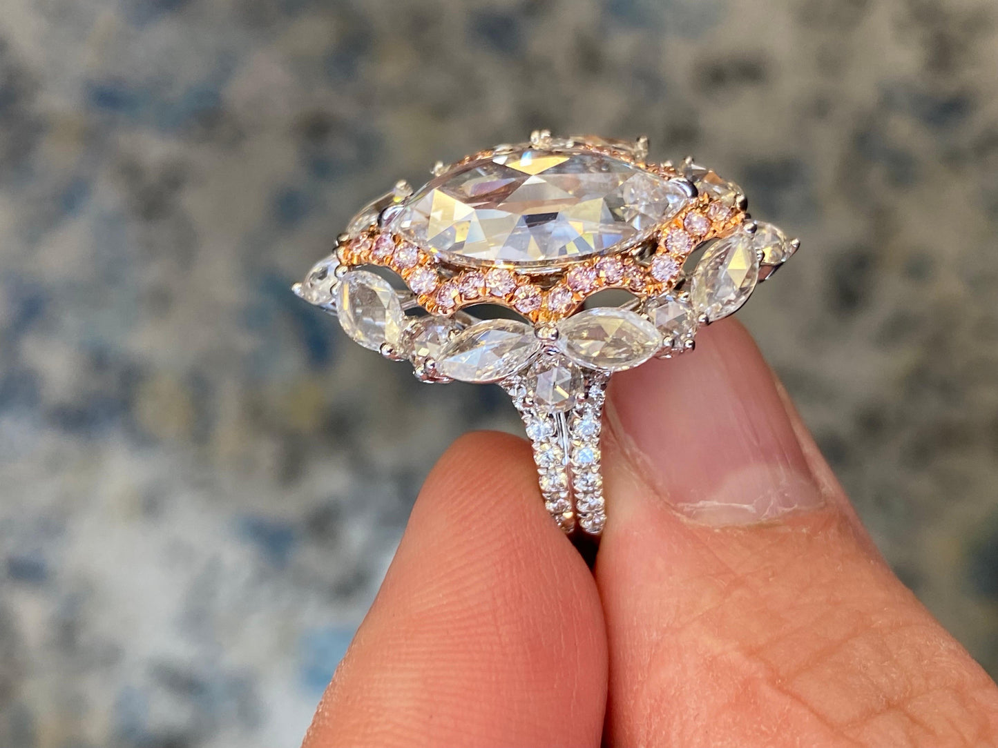 Emilio Jewelry Gia Certified 6.60 Carat Rose Cut Diamond Ring