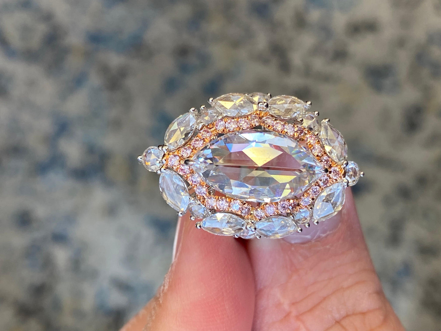 Emilio Jewelry Gia Certified 6.60 Carat Rose Cut Diamond Ring
