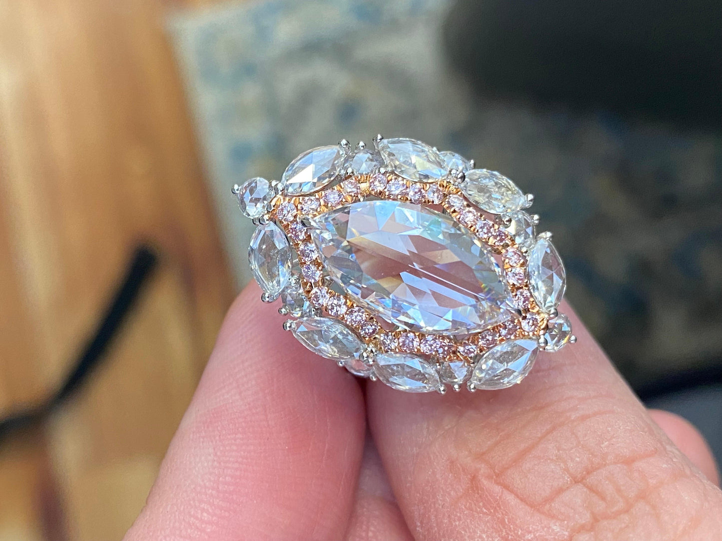 Emilio Jewelry Gia Certified 6.60 Carat Rose Cut Diamond Ring