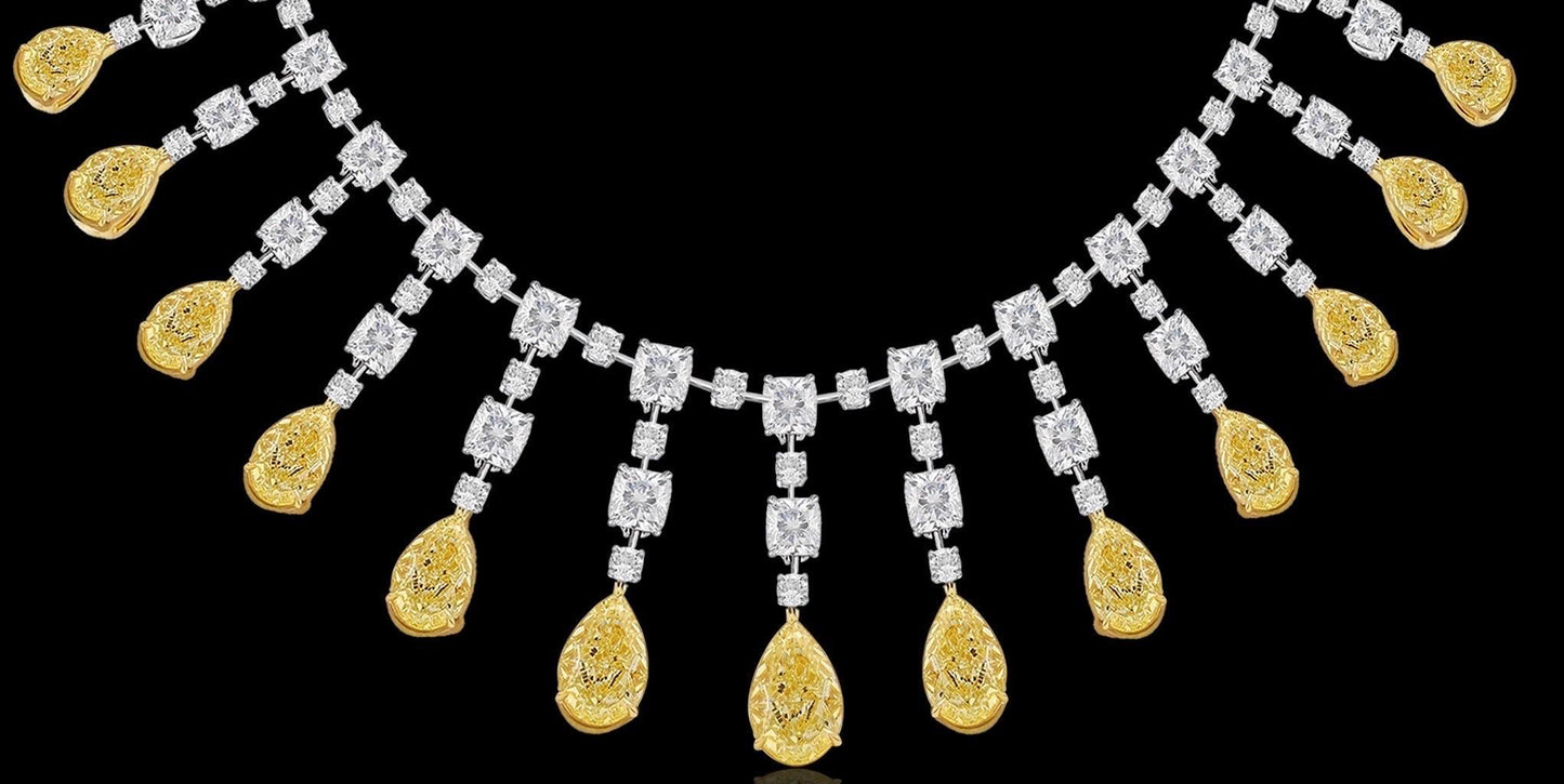 Emilio Jewelry Gia Certified 69.00 Carat Fancy Diamond Necklace
