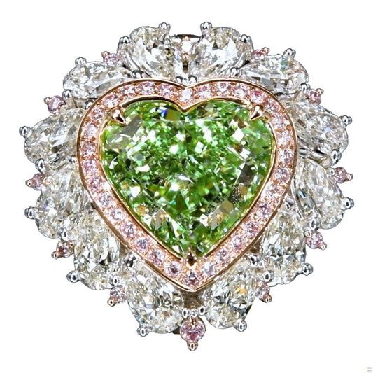 Emilio Jewelry Gia Certified 9.45 Carat Fancy Green Diamond Heart Ring