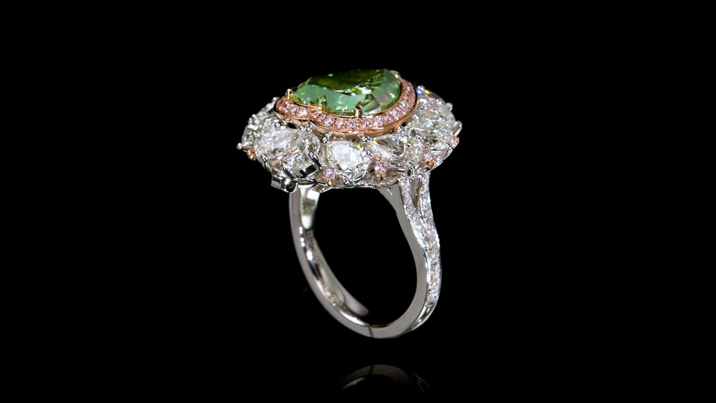 Emilio Jewelry Gia Certified 9.45 Carat Fancy Green Diamond Heart Ring