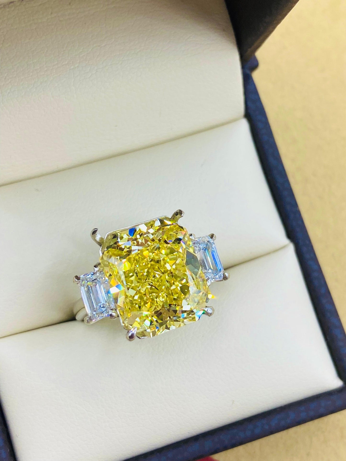 Emilio Jewelry Gia Certified 9.95 Carat Fancy Intense Yellow Diamond Ring