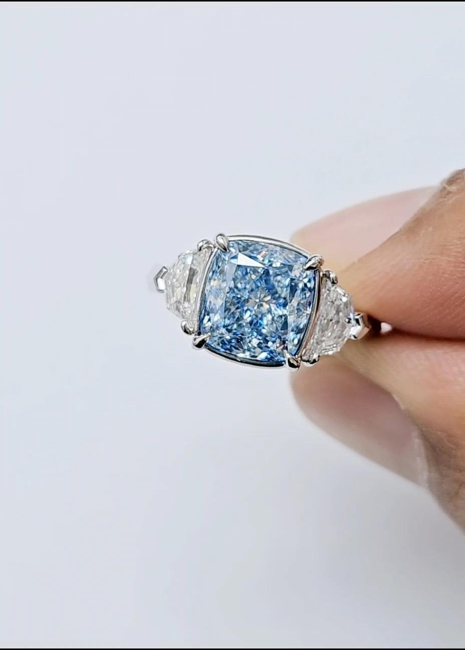 Emilio Jewelry Gia Certified Fancy Blue Diamond Ring