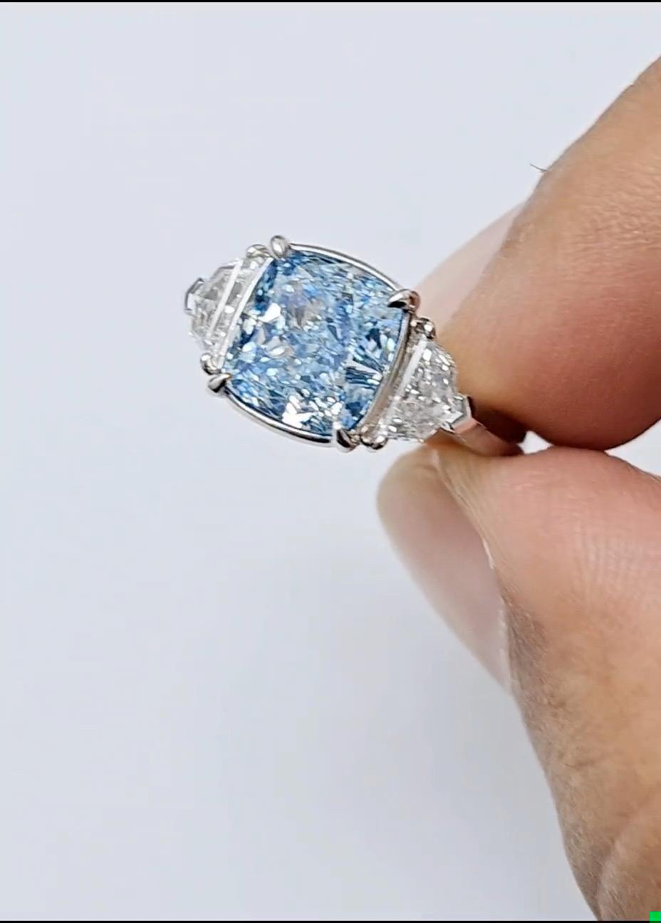 Emilio Jewelry Gia Certified Fancy Blue Diamond Ring