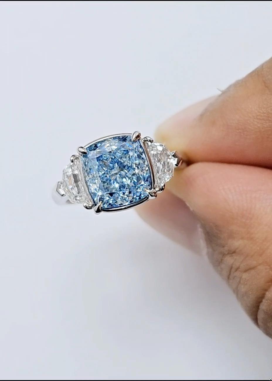 Emilio Jewelry Gia Certified Fancy Blue Diamond Ring