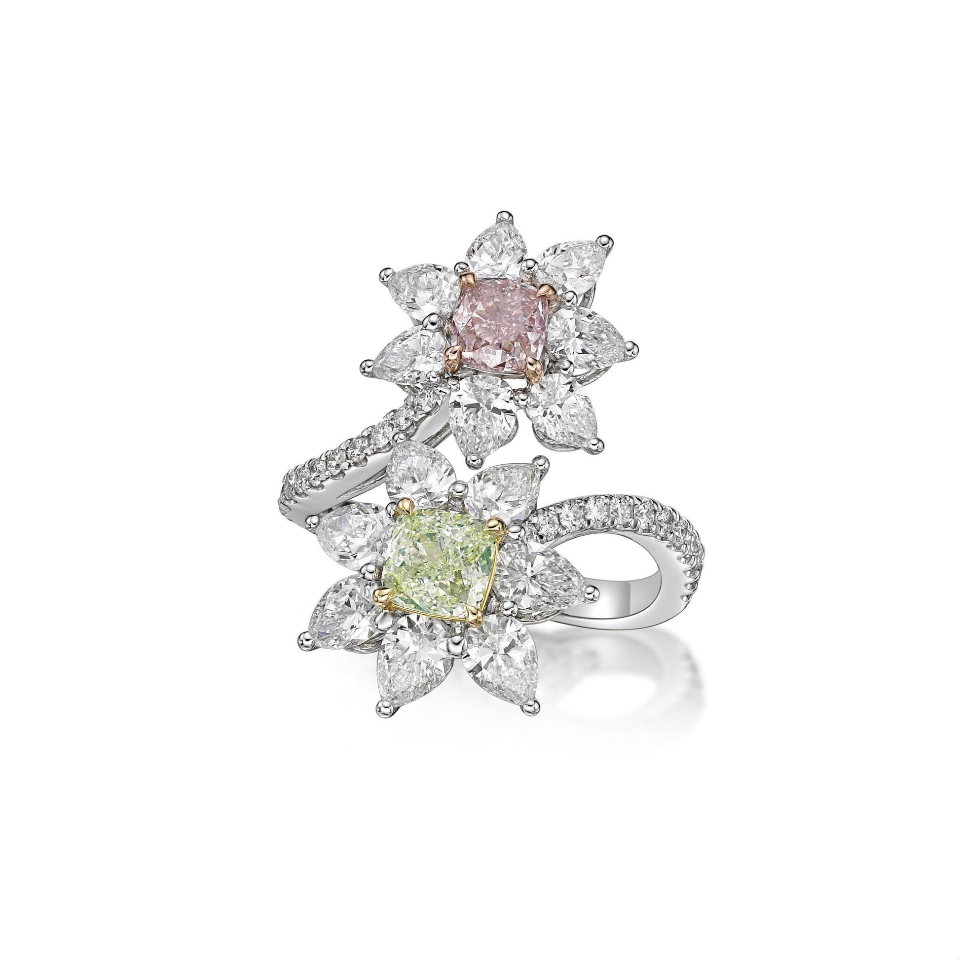 Emilio Jewelry Gia Certified Fancy Green Pink 4.10 Carat Diamond Ring
