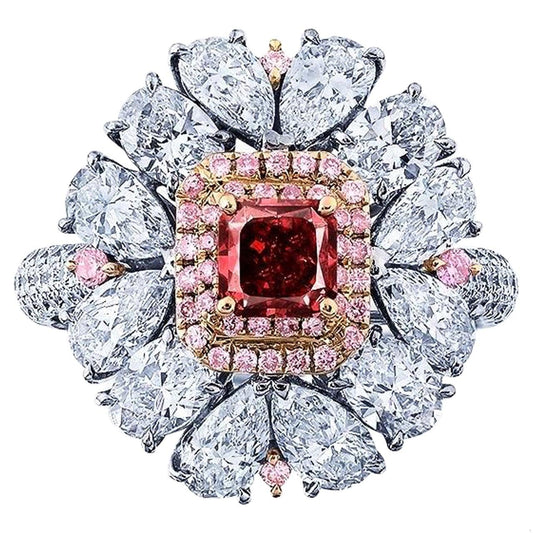Emilio Jewelry Gia Certified Fancy Red Diamond Ring