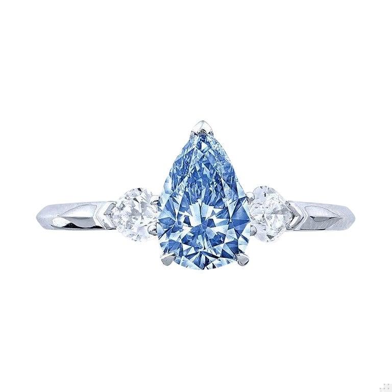 Emilio Jewelry Gia Certified Fancy Vivid Blue Diamond Ring
