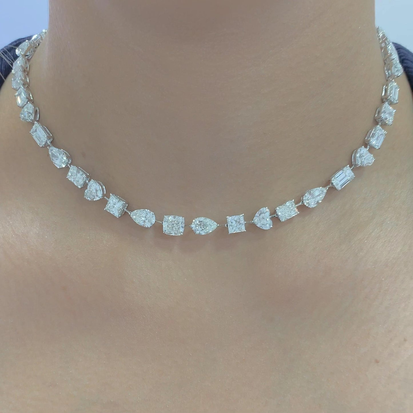 Emilio Jewelry Gia Certified Multi Shape 46.00 Carat Diamond Choker Necklace