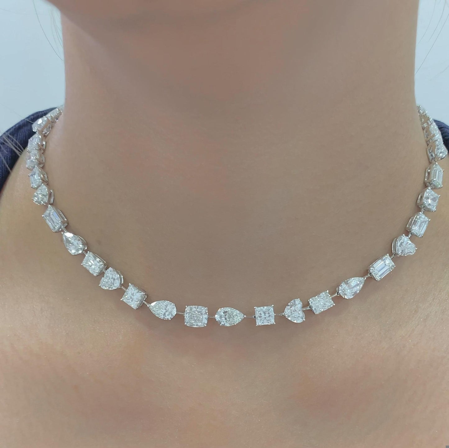 Emilio Jewelry Gia Certified Multi Shape 46.00 Carat Diamond Choker Necklace