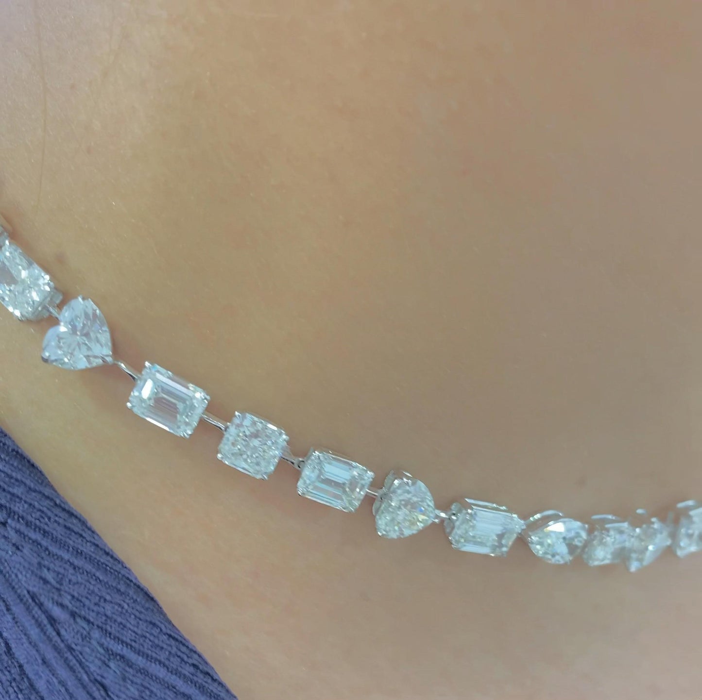 Emilio Jewelry Gia Certified Multi Shape 46.00 Carat Diamond Choker Necklace