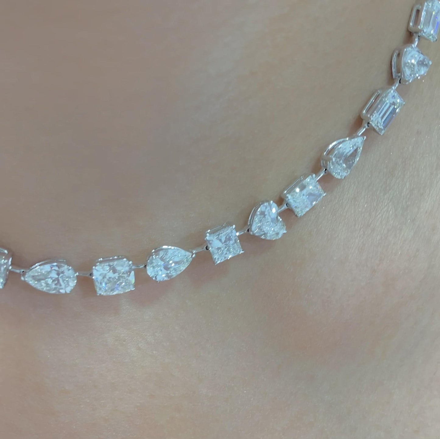 Emilio Jewelry Gia Certified Multi Shape 46.00 Carat Diamond Choker Necklace