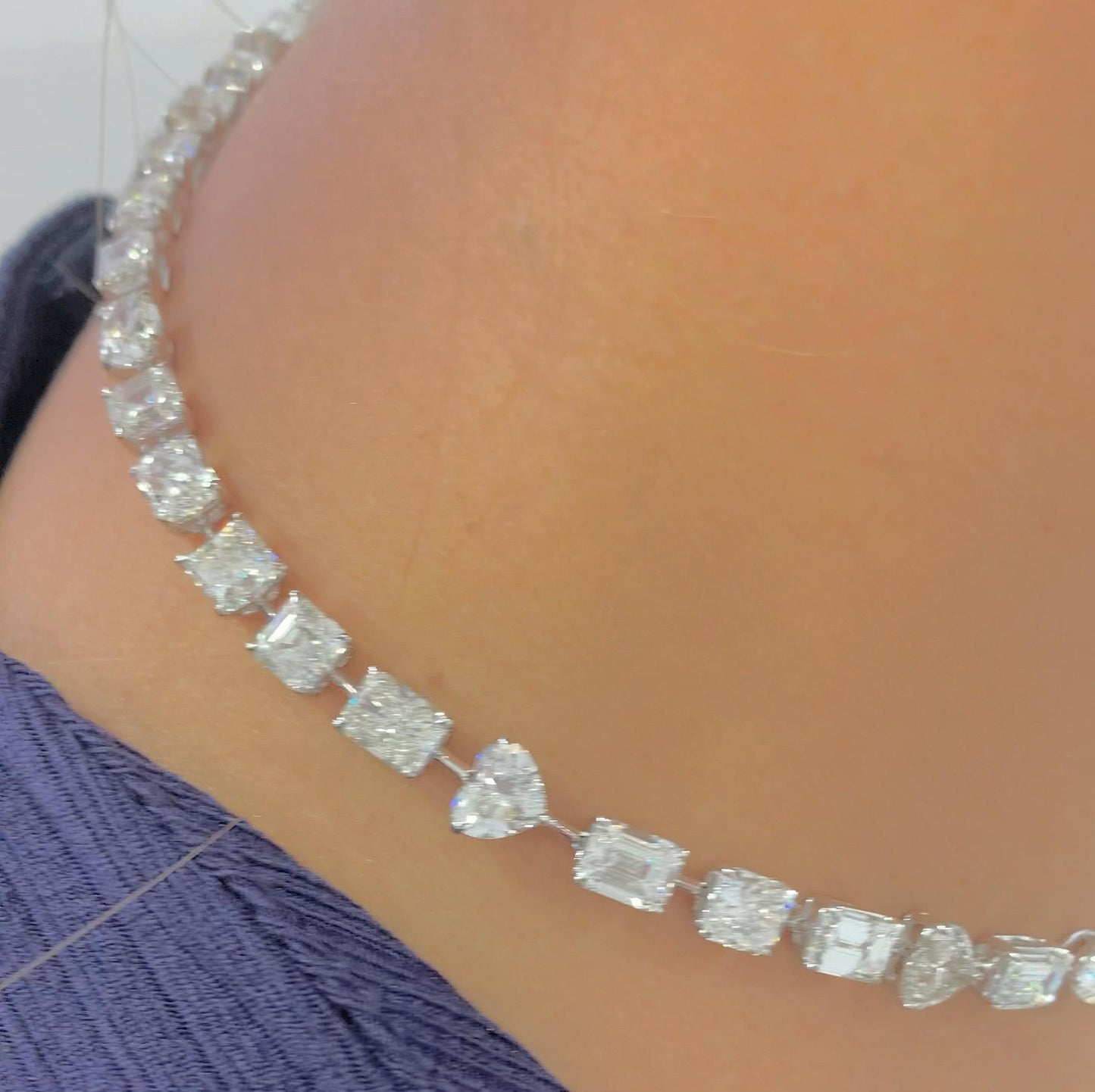 Emilio Jewelry Gia Certified Multi Shape 46.00 Carat Diamond Choker Necklace