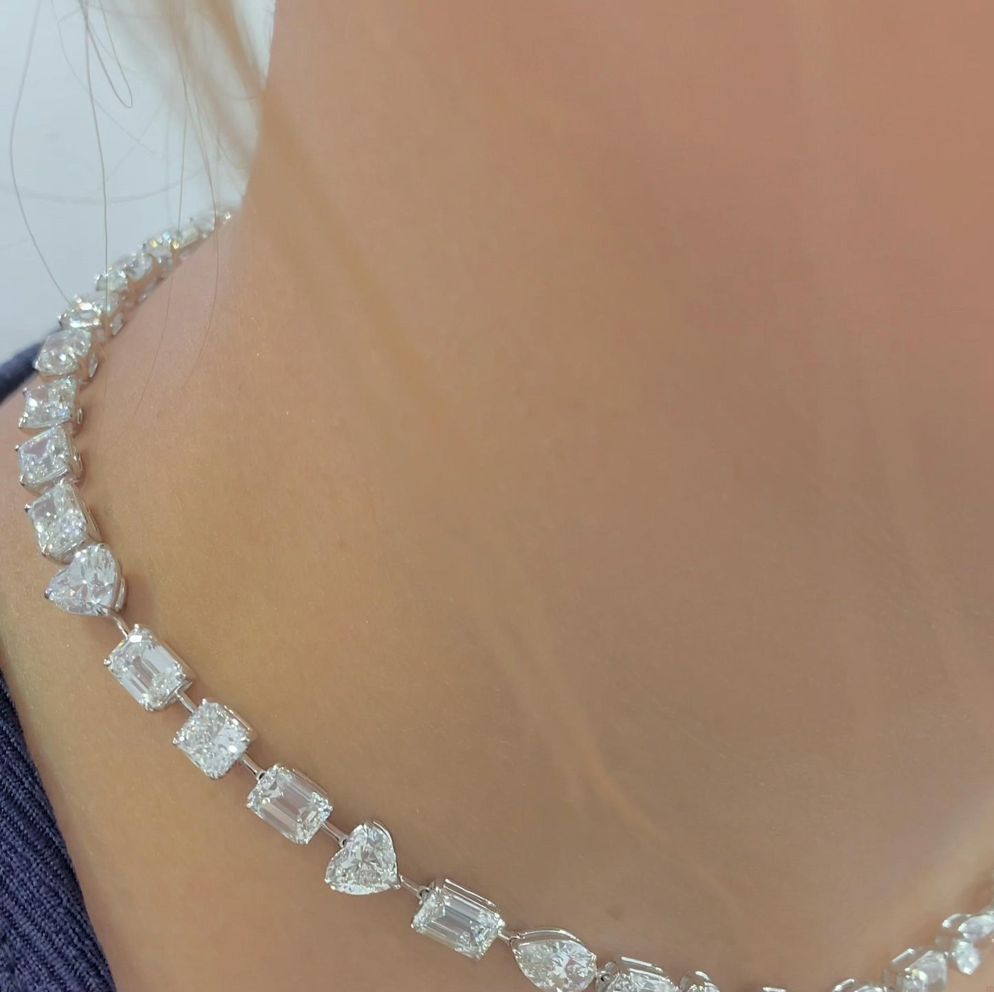 Emilio Jewelry Gia Certified Multi Shape 46.00 Carat Diamond Choker Necklace