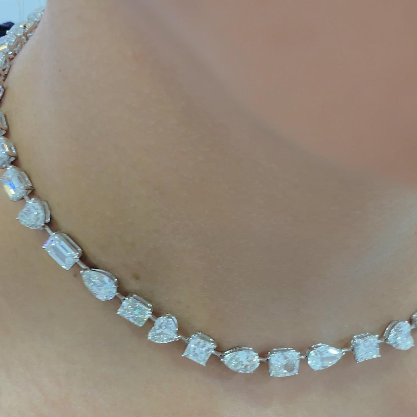 Emilio Jewelry Gia Certified Multi Shape 46.00 Carat Diamond Choker Necklace