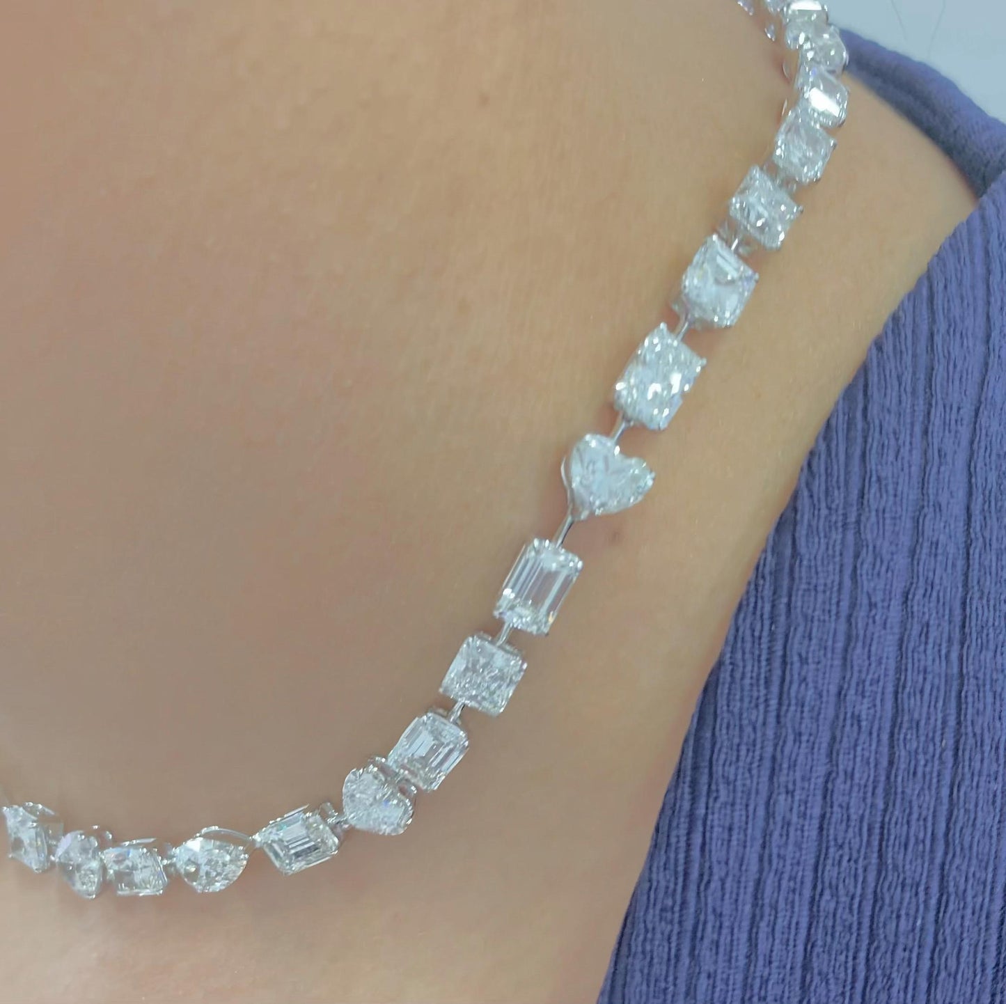 Emilio Jewelry Gia Certified Multi Shape 46.00 Carat Diamond Choker Necklace