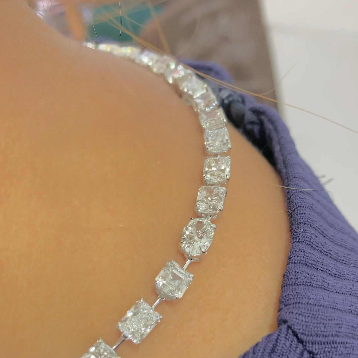 Emilio Jewelry Gia Certified Multi Shape 46.00 Carat Diamond Choker Necklace