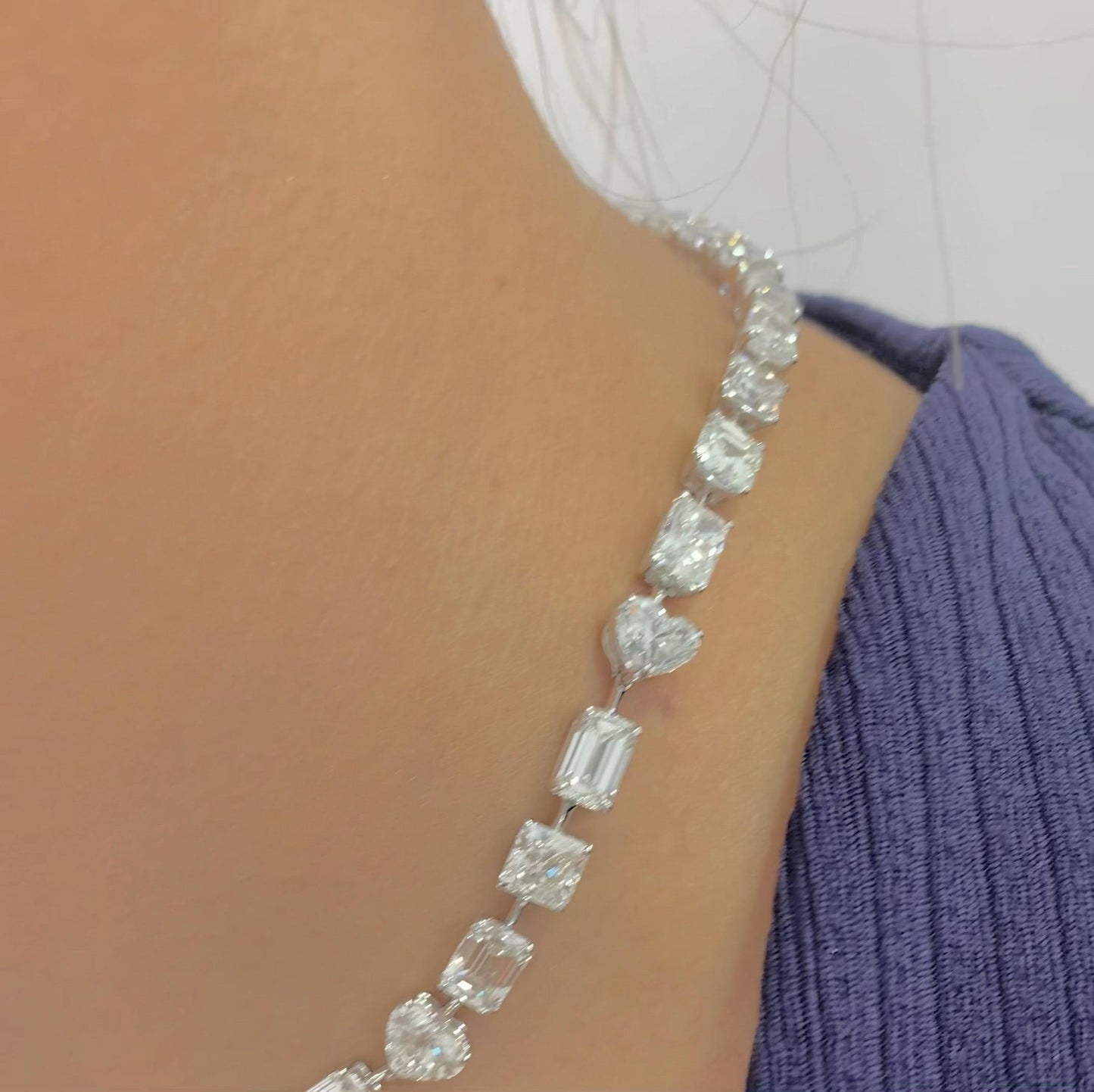 Emilio Jewelry Gia Certified Multi Shape 46.00 Carat Diamond Choker Necklace