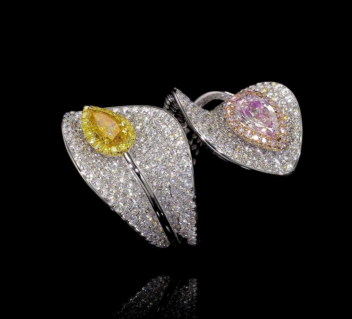 Emilio Jewelry Gia Certified Vivid Orangey Yellow And Pink Diamond Ring