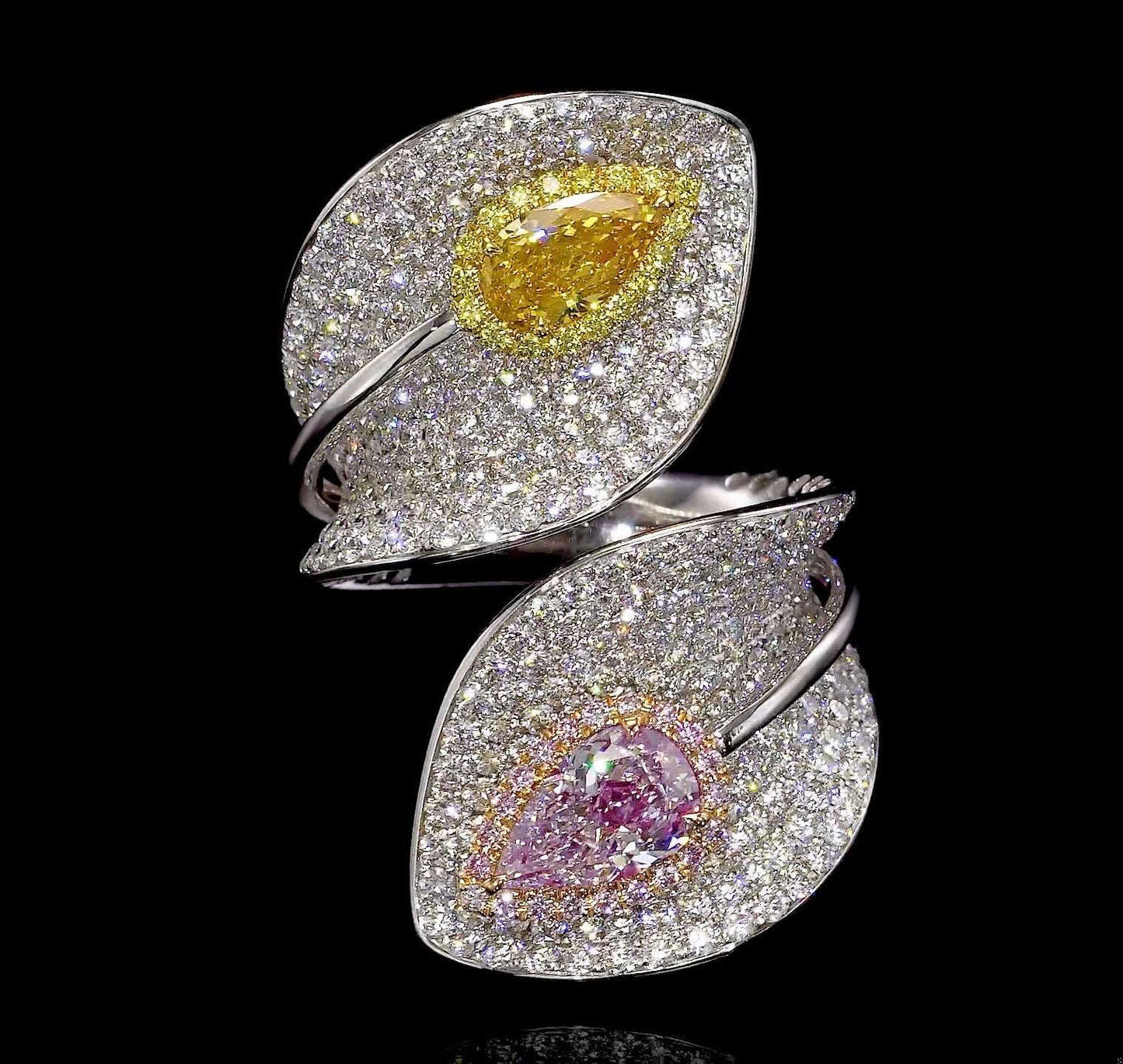 Emilio Jewelry Gia Certified Vivid Orangey Yellow And Pink Diamond Ring