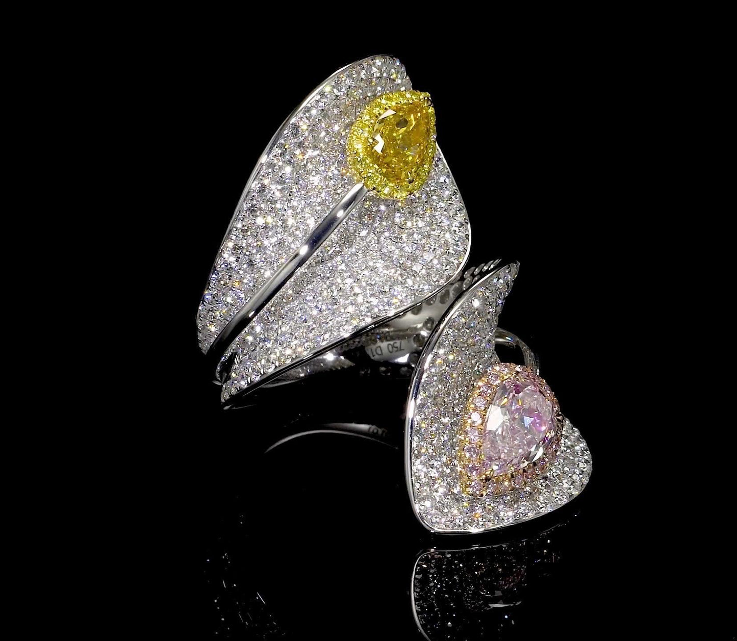 Emilio Jewelry Gia Certified Vivid Orangey Yellow And Pink Diamond Ring