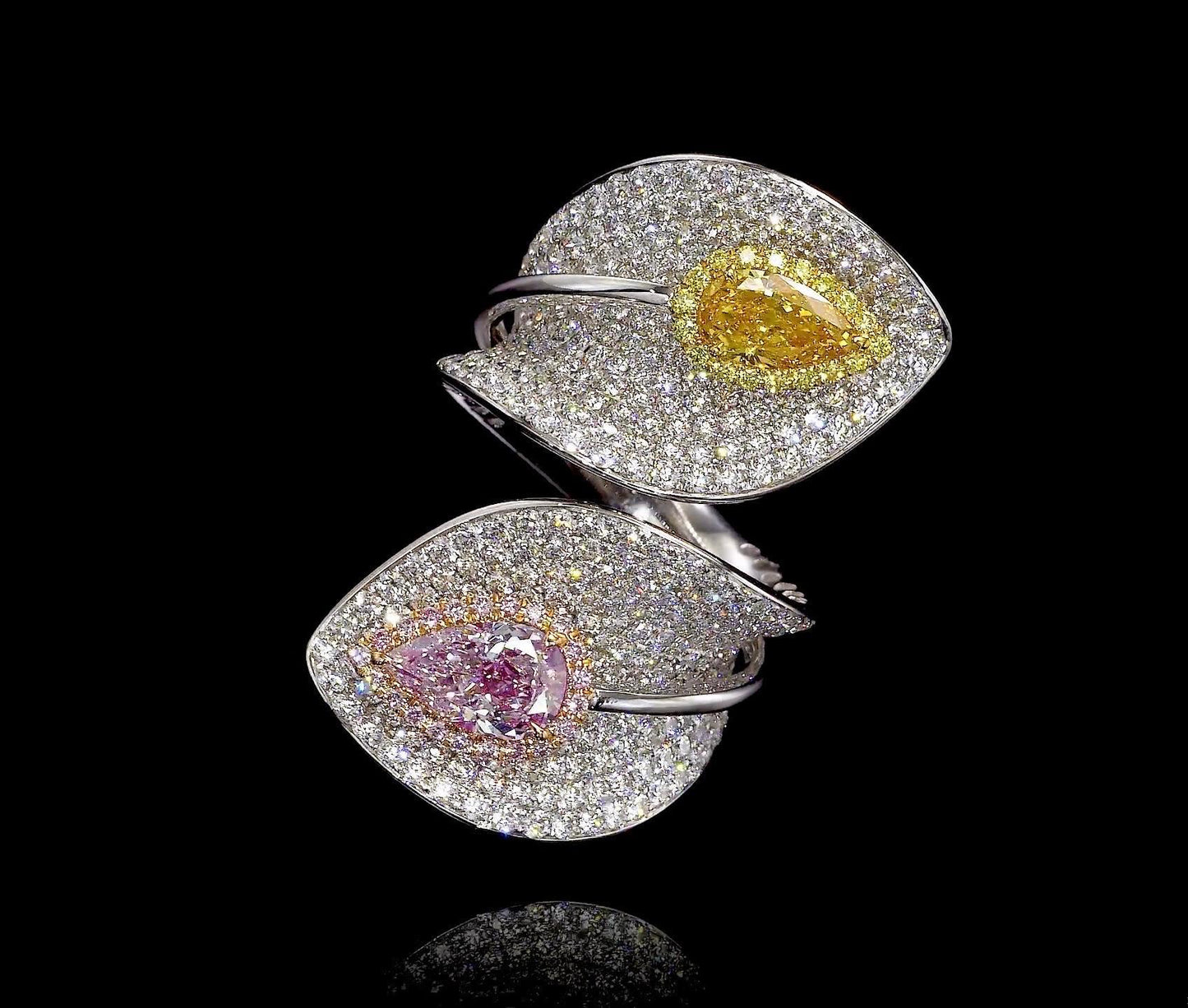 Emilio Jewelry Gia Certified Vivid Orangey Yellow And Pink Diamond Ring