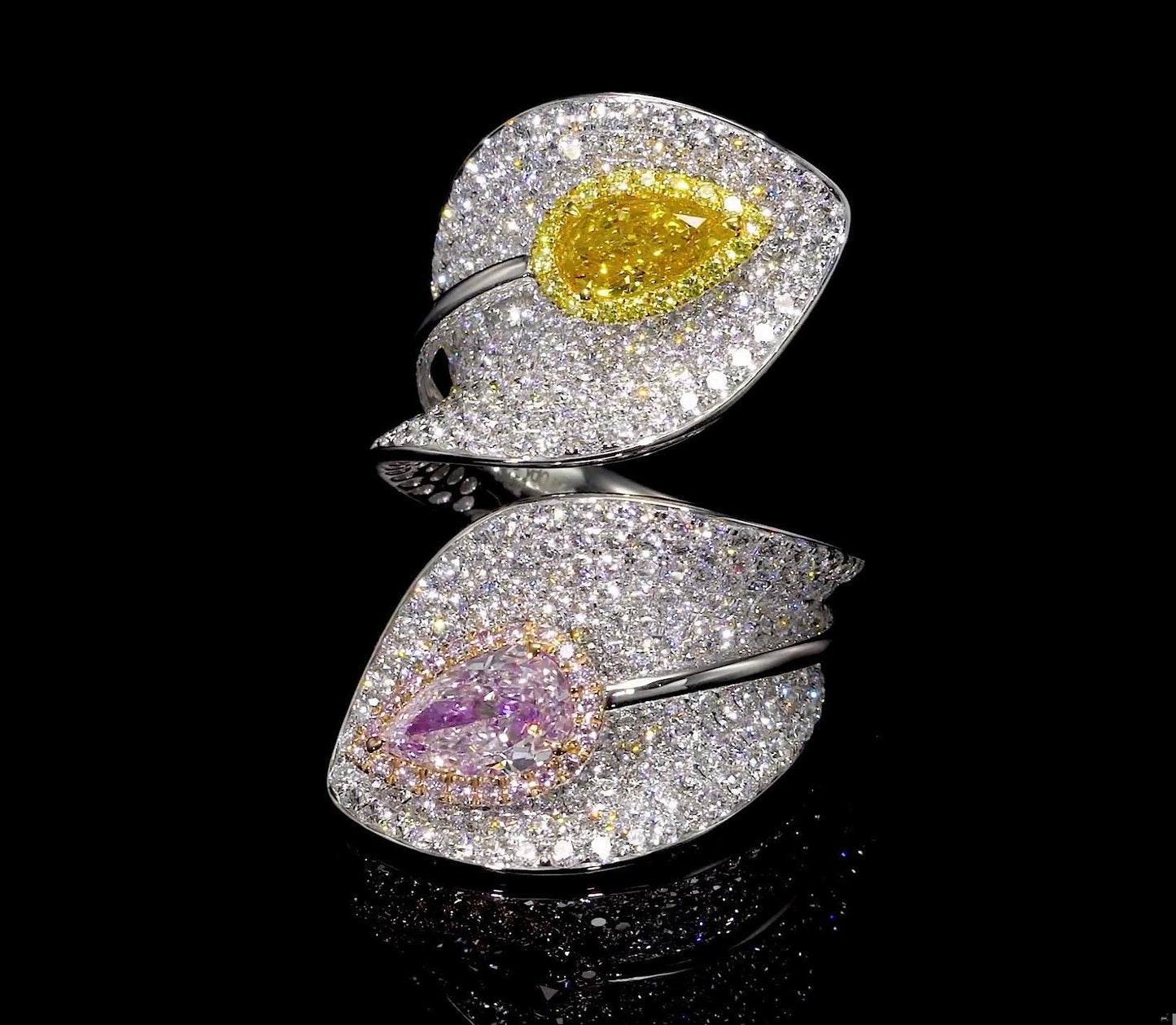 Emilio Jewelry Gia Certified Vivid Orangey Yellow And Pink Diamond Ring