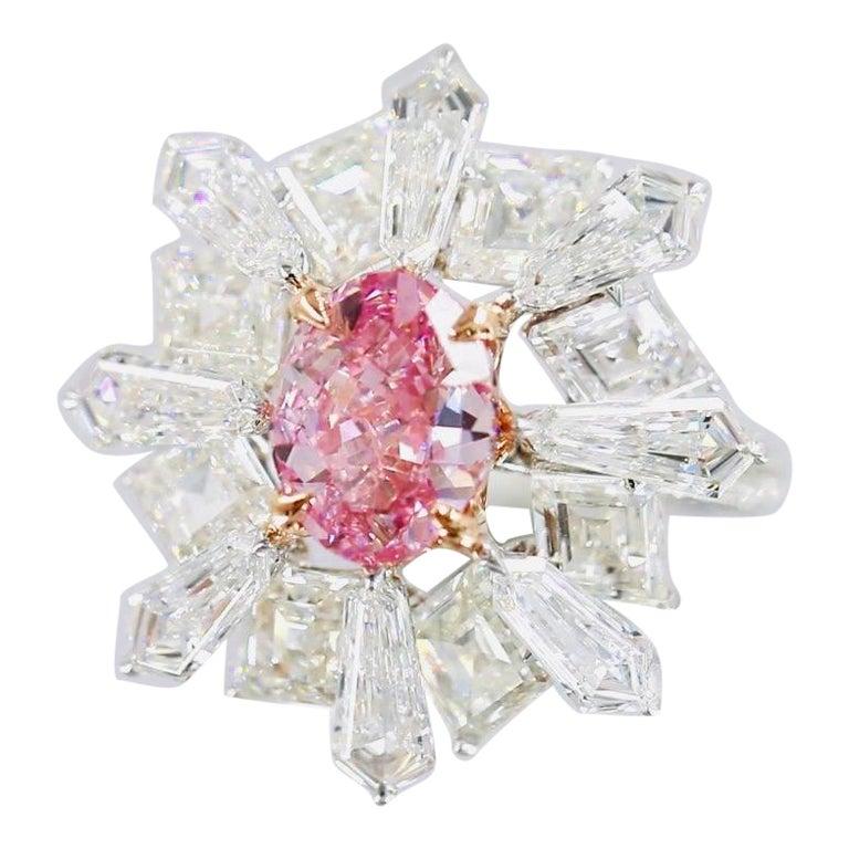 Emilio Jewelry Gia Certified Vivid Pink Diamond Ring
