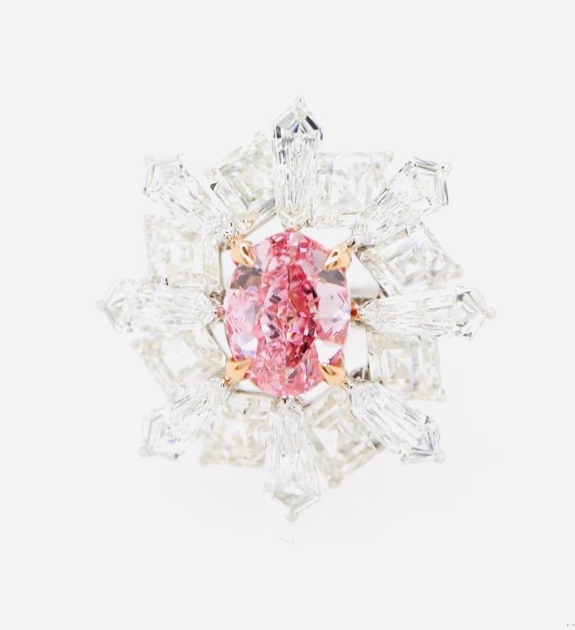 Emilio Jewelry Gia Certified Vivid Pink Diamond Ring