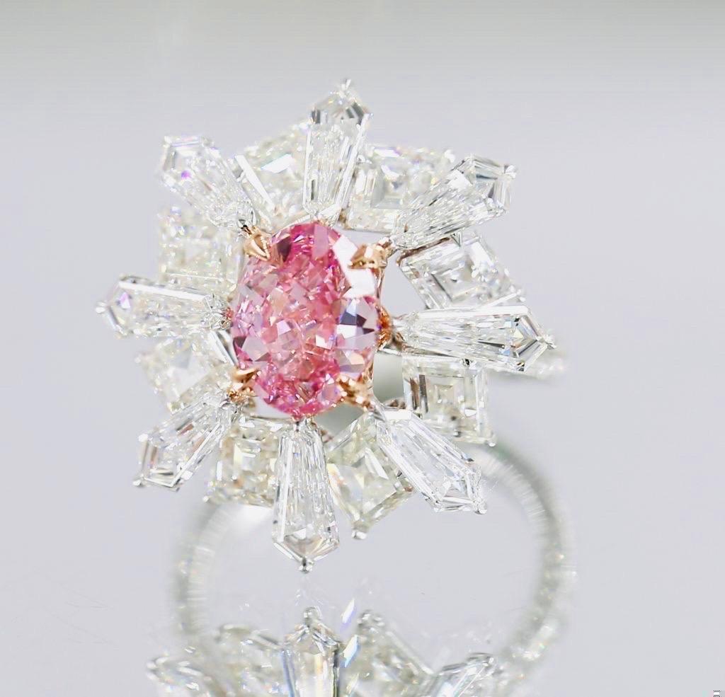 Emilio Jewelry Gia Certified Vivid Pink Diamond Ring