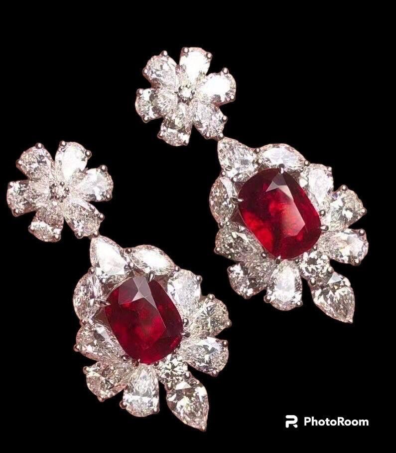 Emilio Jewelry Grs Certified 11.00 Carat Burma No Heat Earrings