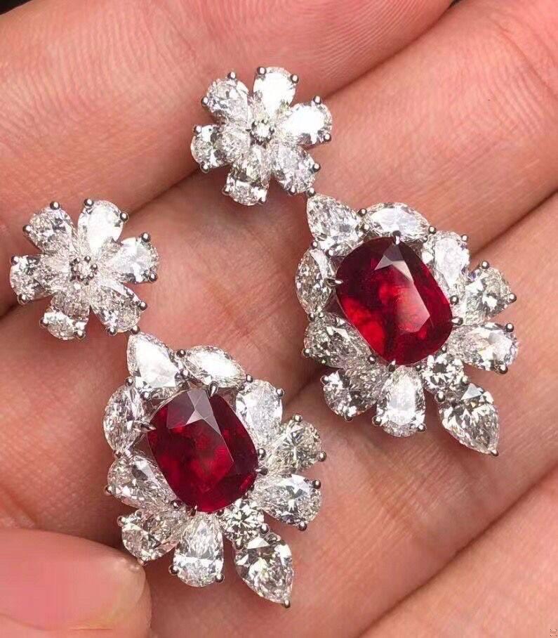 Emilio Jewelry Grs Certified 11.00 Carat Burma No Heat Earrings