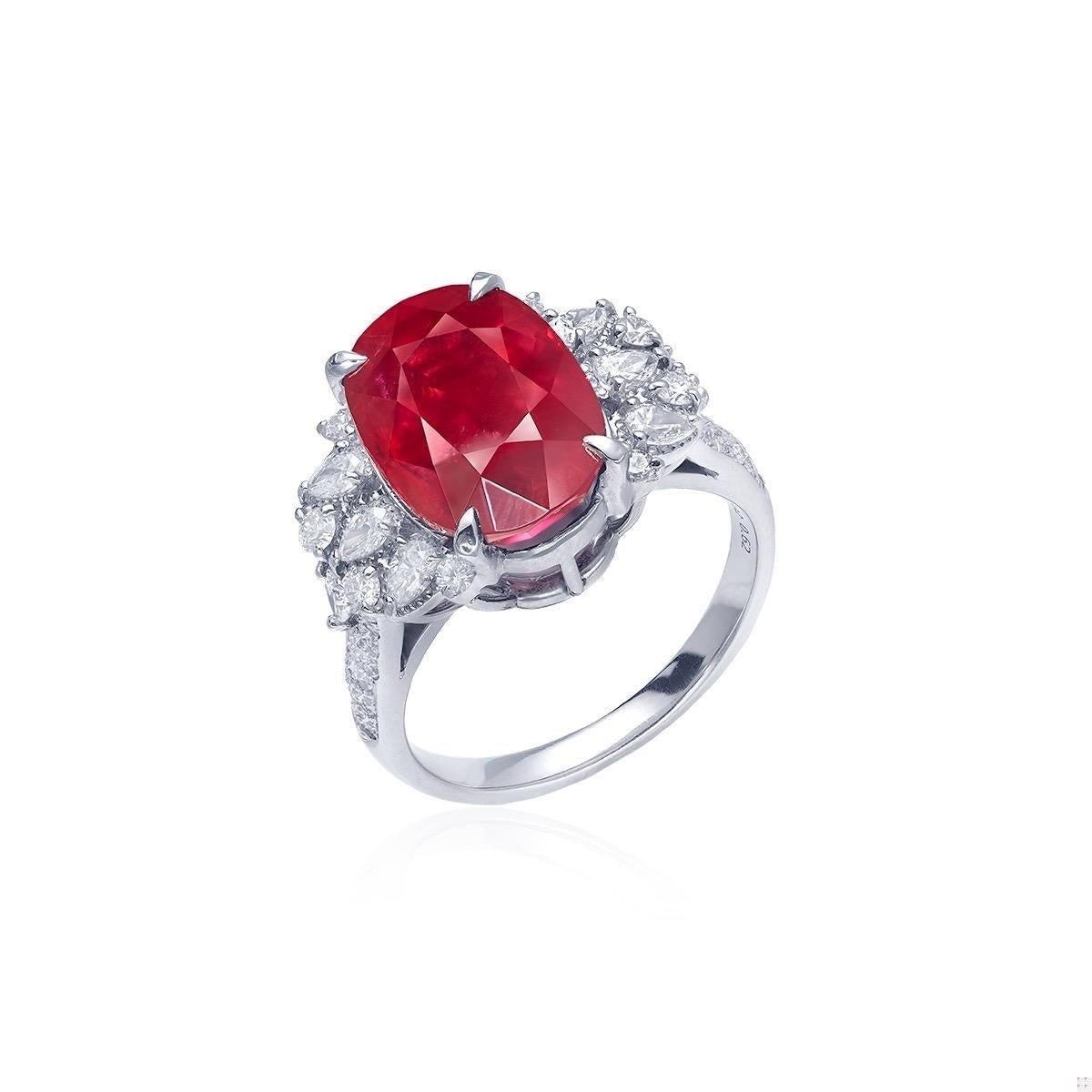 Emilio Jewelry Grs Certified 8.00 Carat Vivid Red No Heat Ruby Ring