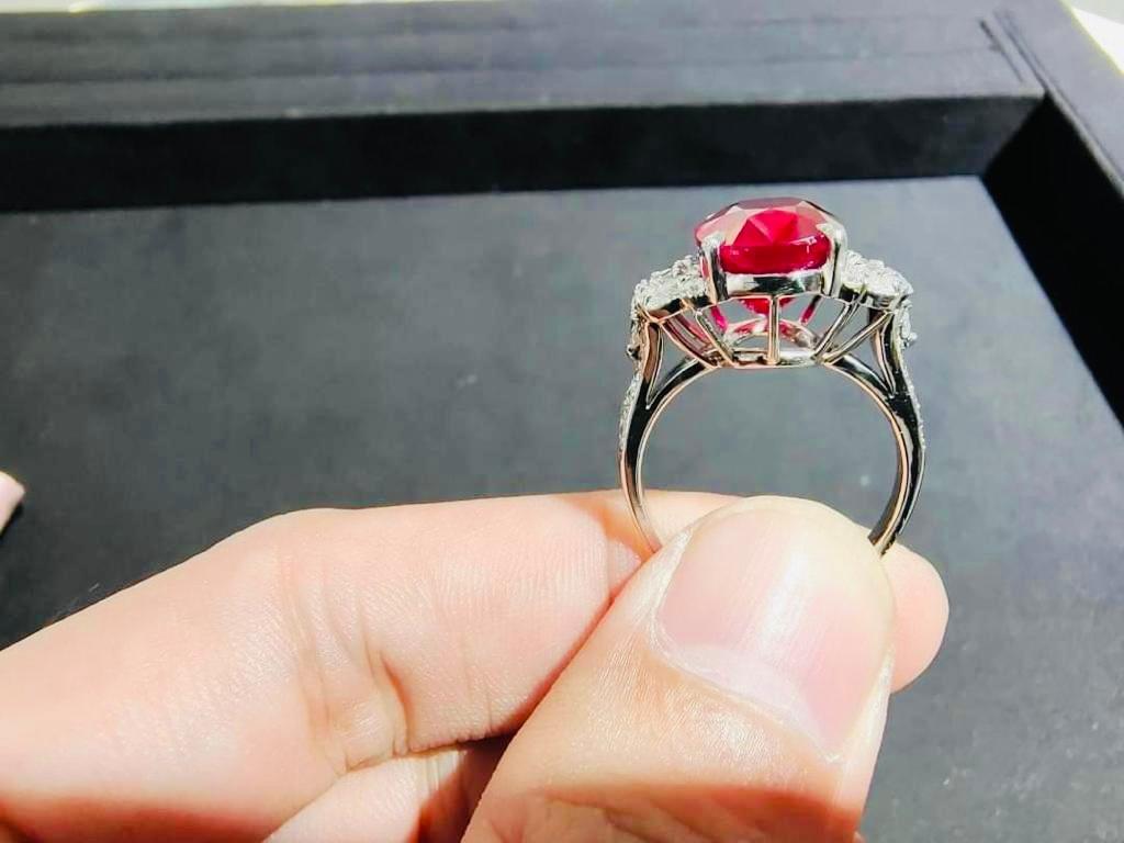Emilio Jewelry Grs Certified 8.00 Carat Vivid Red No Heat Ruby Ring