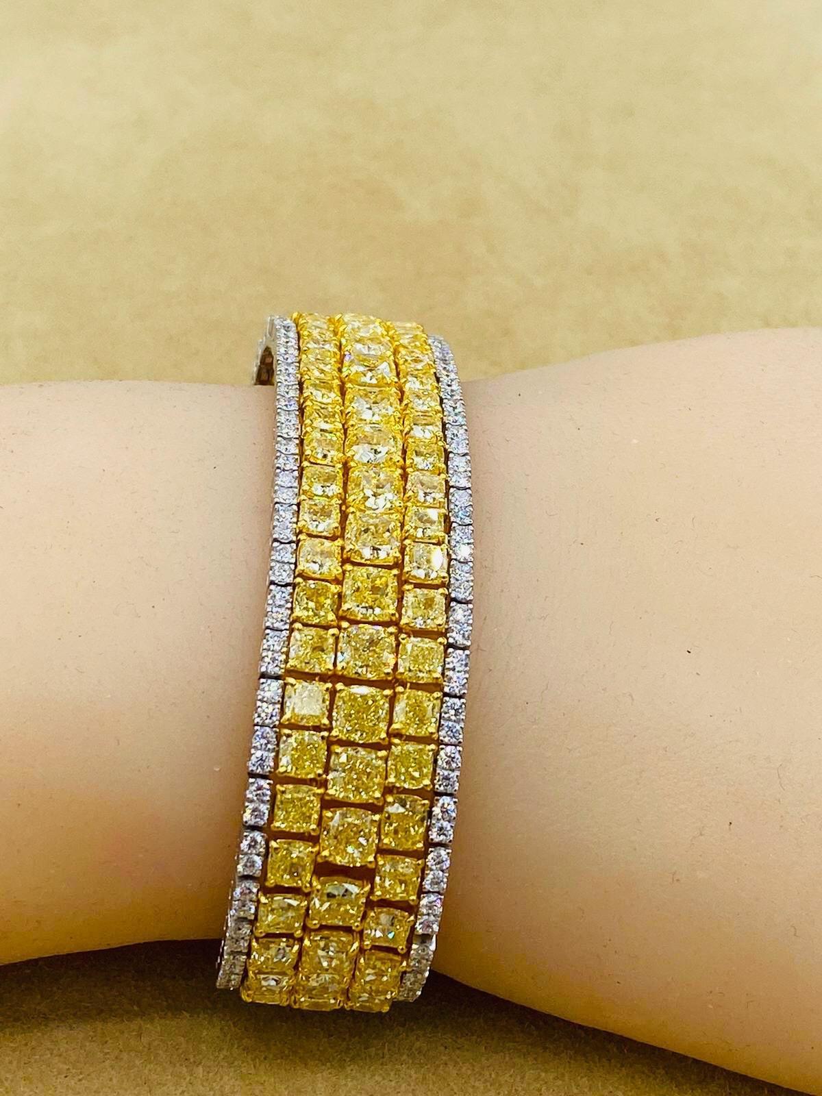 Emilio Jewelry Natural 47 Carat Yellow Diamond Bracelet