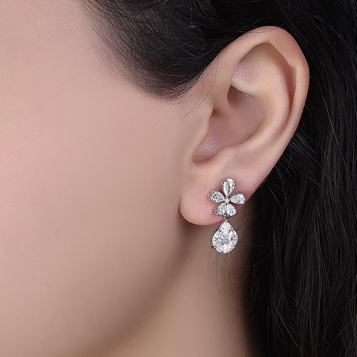 Emilio Jewelry Petite Flower and Teardrop Dangle Earring