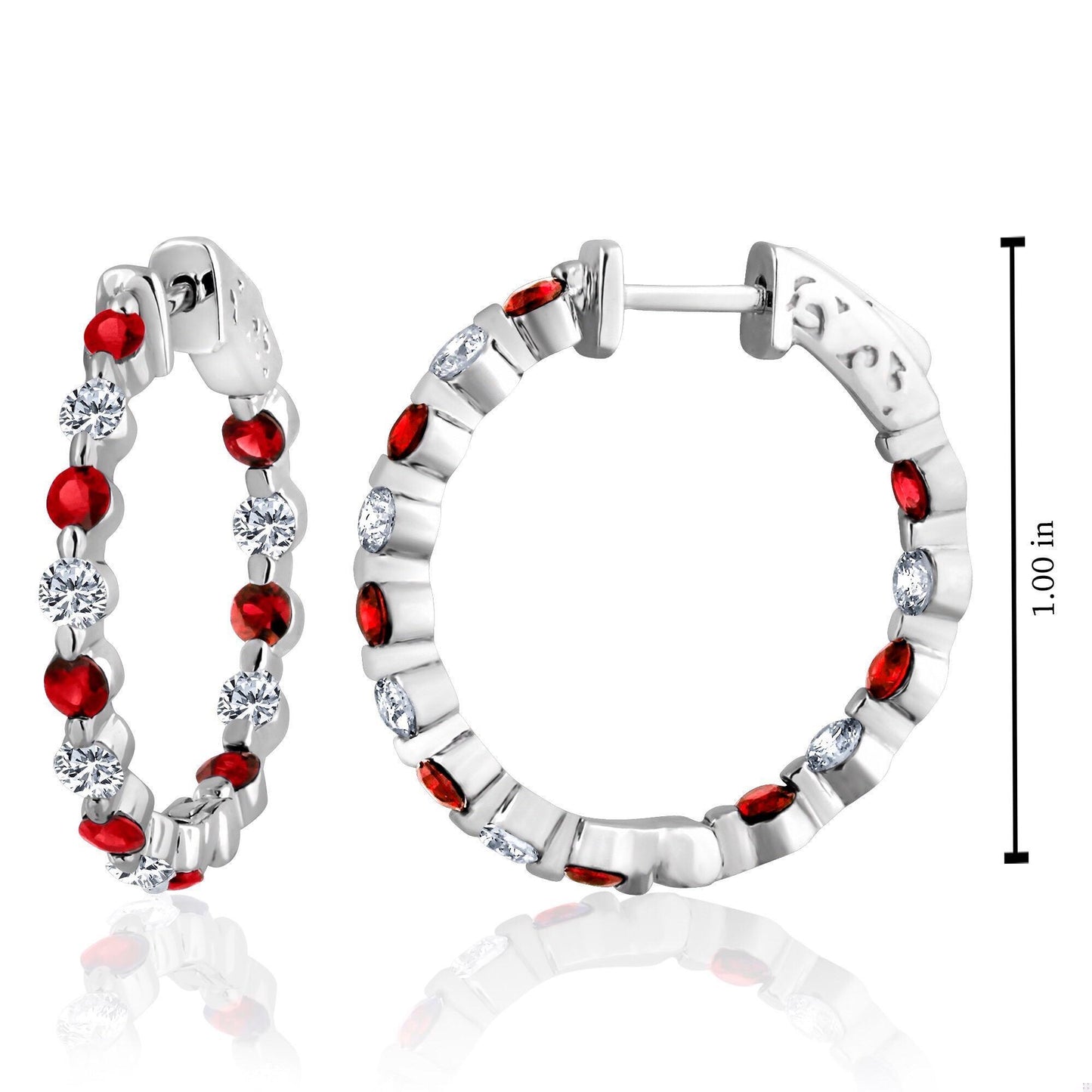 Emilio Jewelry Ruby Diamond Hoop Earrings