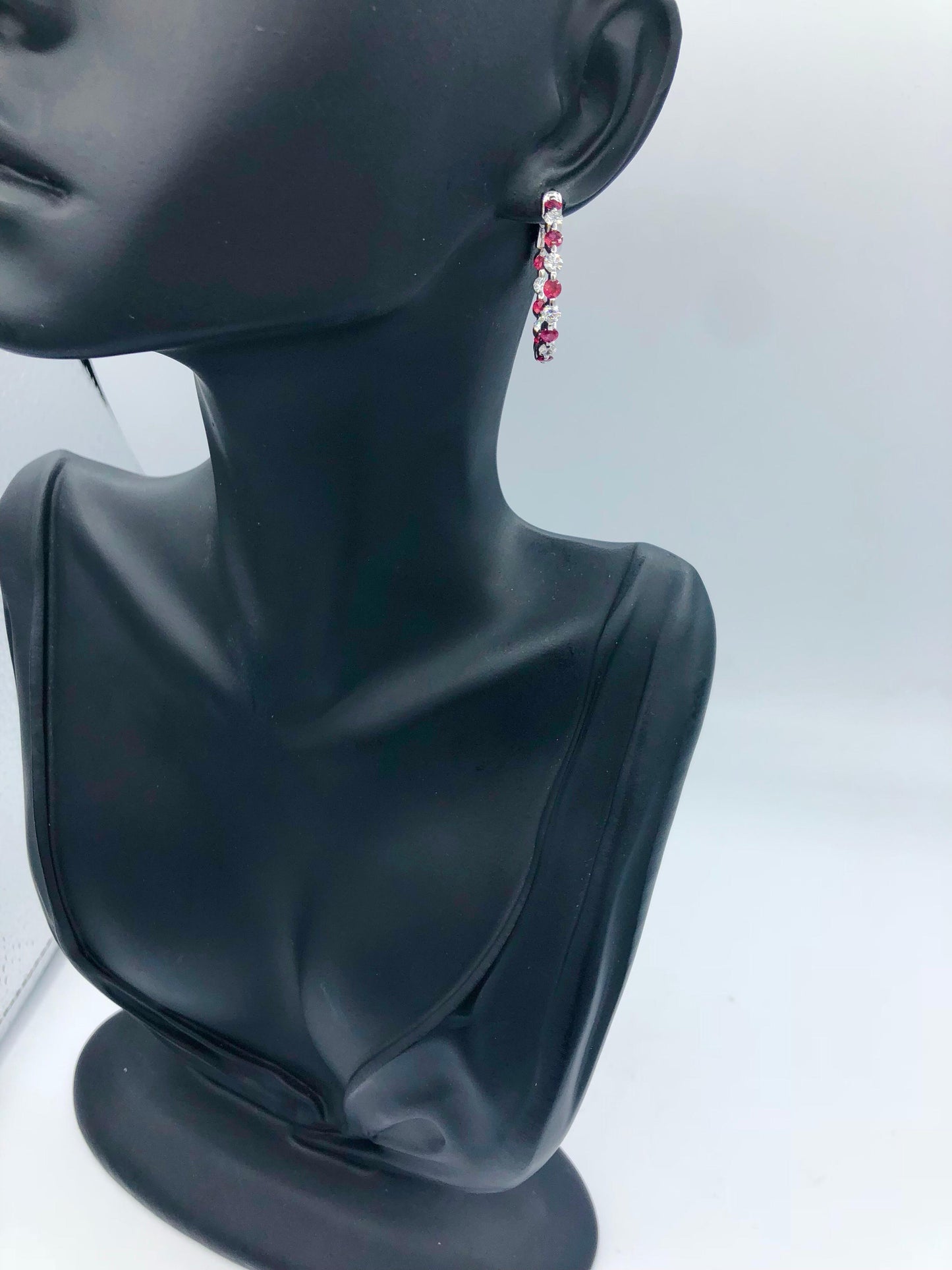Emilio Jewelry Ruby Diamond Hoop Earrings