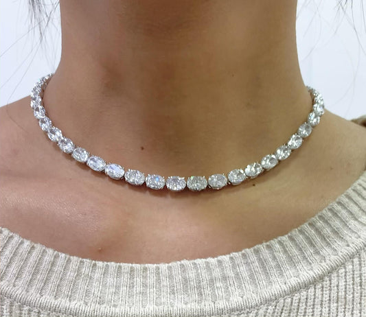 Emilio Jewelry GIA Certified East West Oval Diamond Necklace