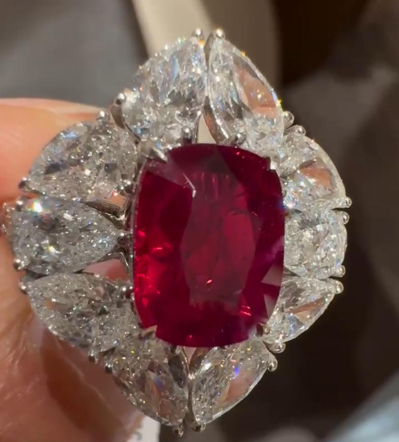 Emilio Jewelry Certified Pigeons Blood Burma No Heat Ruby Ring