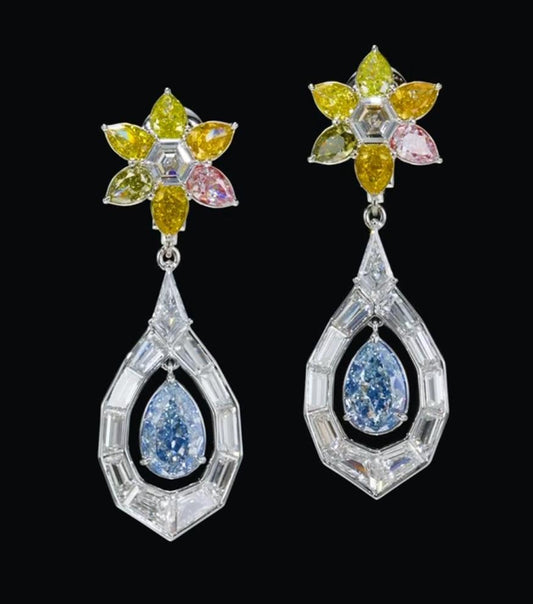 Emilio Jewelry Gia Certified 6.00 Carat Fancy Blue Diamond Earrings
