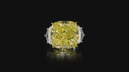 Emilio Jewelry Gia Certified 28.00 Carat Intense Yellow Flawless Diamond Ring