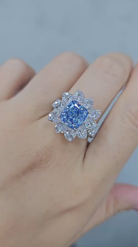 Emilio Jewelry Gia Certified Fancy Blue Green Diamond Ring