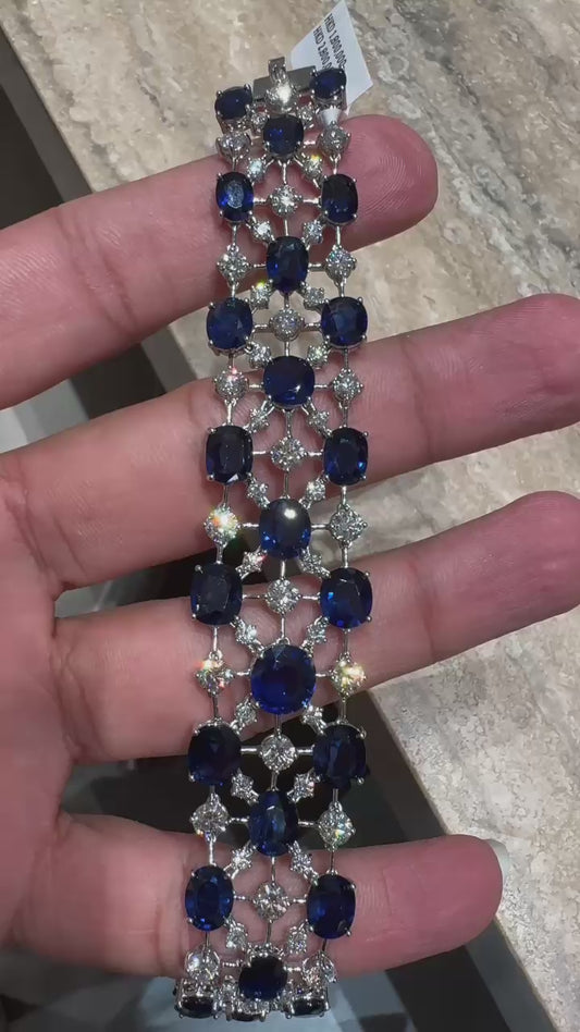 Emilio Jewelry Important Certified 45.00 Carat Burma No Heat Sapphire Bracelet