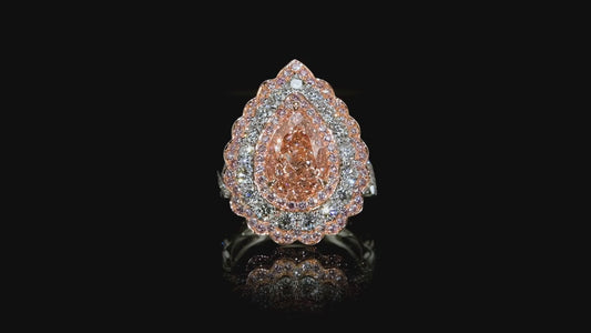 Emilio Jewelry Gia Certified Internally Flawless Pear Shape Pink Diamond Ring