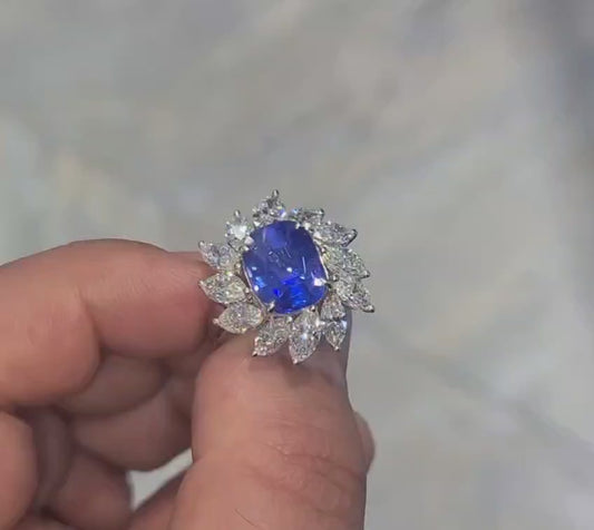 Emilio Jewelry Certified 6.00 Carat Kashmir Sapphire Ring
