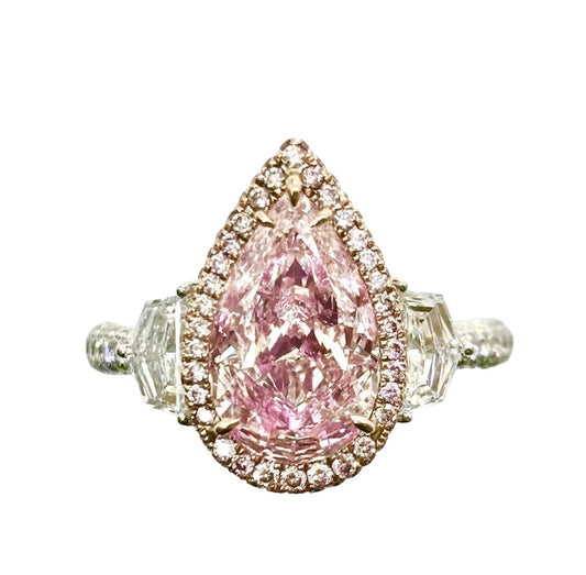 Emilio Jewelry Gia Certified Pear Shape Pink Diamond Ring