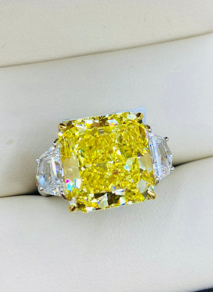 Emilio Jewelry Gia Certified 11.00 Carat Vivid Yellow Diamond Ring