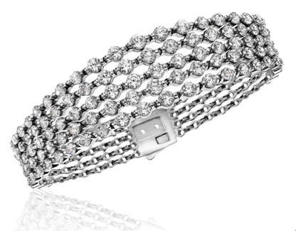 15.00 Carat Five-Row Graduating Endless Diamond Bracelet